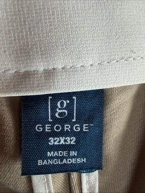 George Men’s Beige Dress Shirt with White Trim